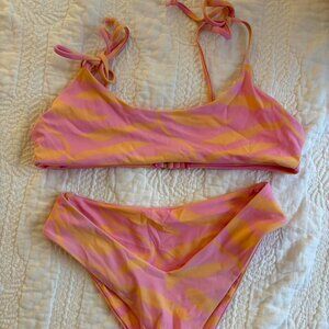 Starfit pink and orange 3 piece bikini set - 2 tops, 1 bottom